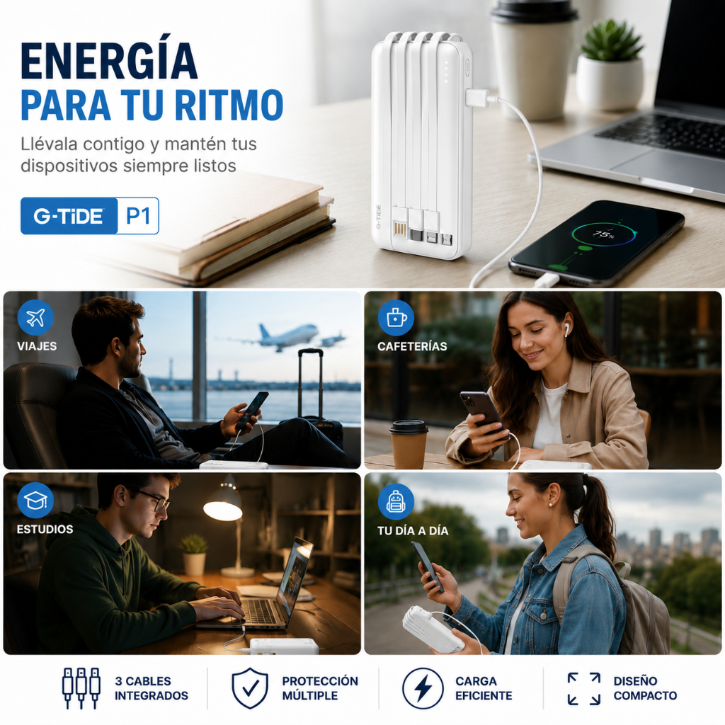 SMARTWATCH G-TIDE R5 (DORADA)+ POWER BANK G-TIDE P1 (BLANCA)