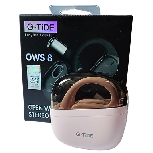 Audífonos Anticaídas G-tide OWS 8 Rosa. Bluetooth 5.4, Cancelación de Ruido y Sonido Hi-Fi