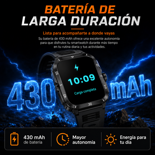 Reloj Inteligente KT71 Estilo Deportivo Militar con Pantalla 1.96” y Llamadas Bluetooth