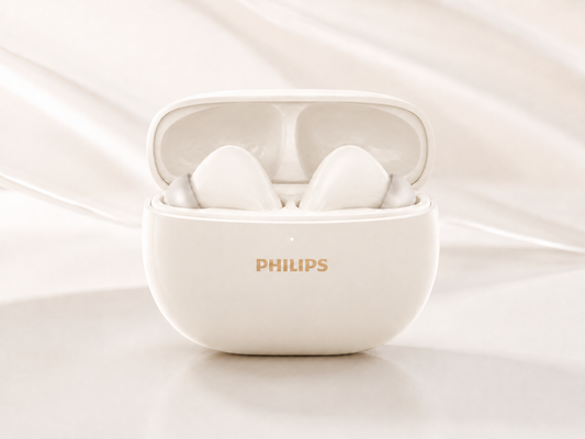 Audífonos Bluetooth Philips TAT1320WT True Wireless Blancos con Micrófono IA y Estuche de Carga