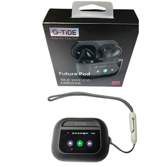 Audífonos con Pantalla Táctil. G-TIDE Future Pod, Bluetooth, Cancelación de ruido, encontrar audífonos