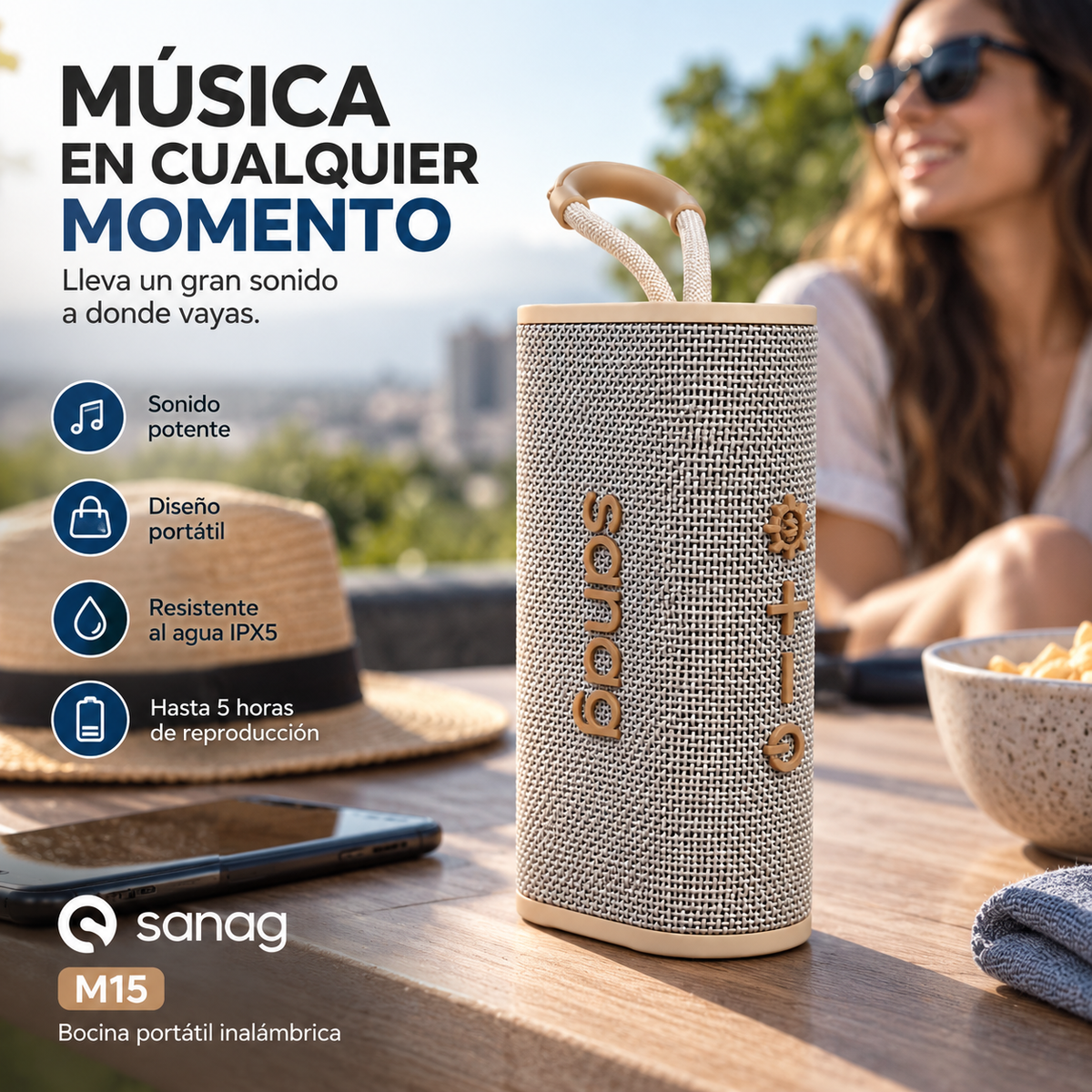 AUDIFONOS G-TIDE H21 (PLATA) + SMARWATCH HONOR CHOICE 2 EPIC AMOLED + BOCINA SANAG M15 (BEIGE)
