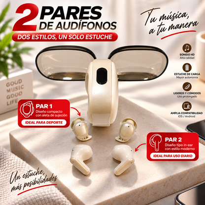 Audífonos bluetooth 2 en 1 TECNIQUERO DuoBuds 2X G86