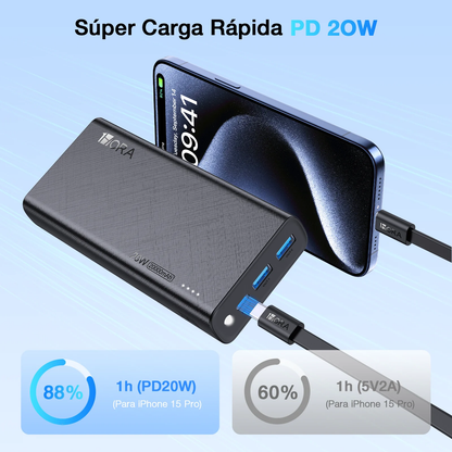 Bocina 1HORA BOC062 con Powerbank 1Hora GAR117 20 000 mHa