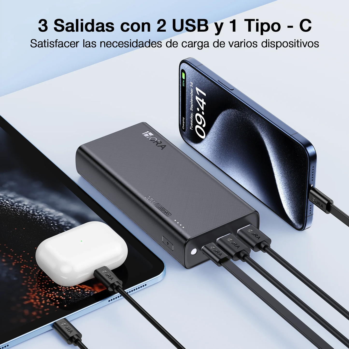 Bocina 1HORA BOC062 con Powerbank 1Hora GAR117 20 000 mHa