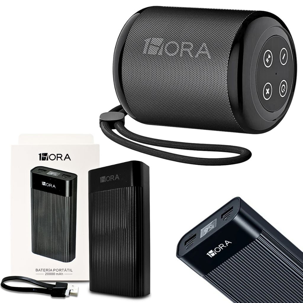 Bocina 1HORA BOC062 con Powerbank 1Hora GAR117 20 000 mHa