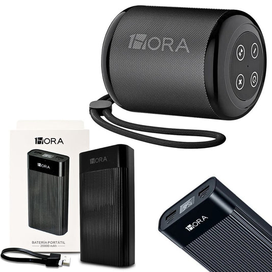 Bocina 1HORA BOC062 con Powerbank 1Hora GAR117 20 000 mHa