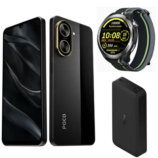 Smartphone XIAOMI POCO C71 4/128 GB Negro+Smartwatch FILWANS GTR Lite Negro+ Power bank Xiaomi FastCharger 18w 20 000 mHa