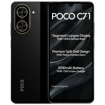 Smartphone XIAOMI POCO C71 4/128 GB (Negro) con Smartwatch FILWANS GTR Lite (Negro) y Audifonos Xiaomi Redmi Buds 6 Play