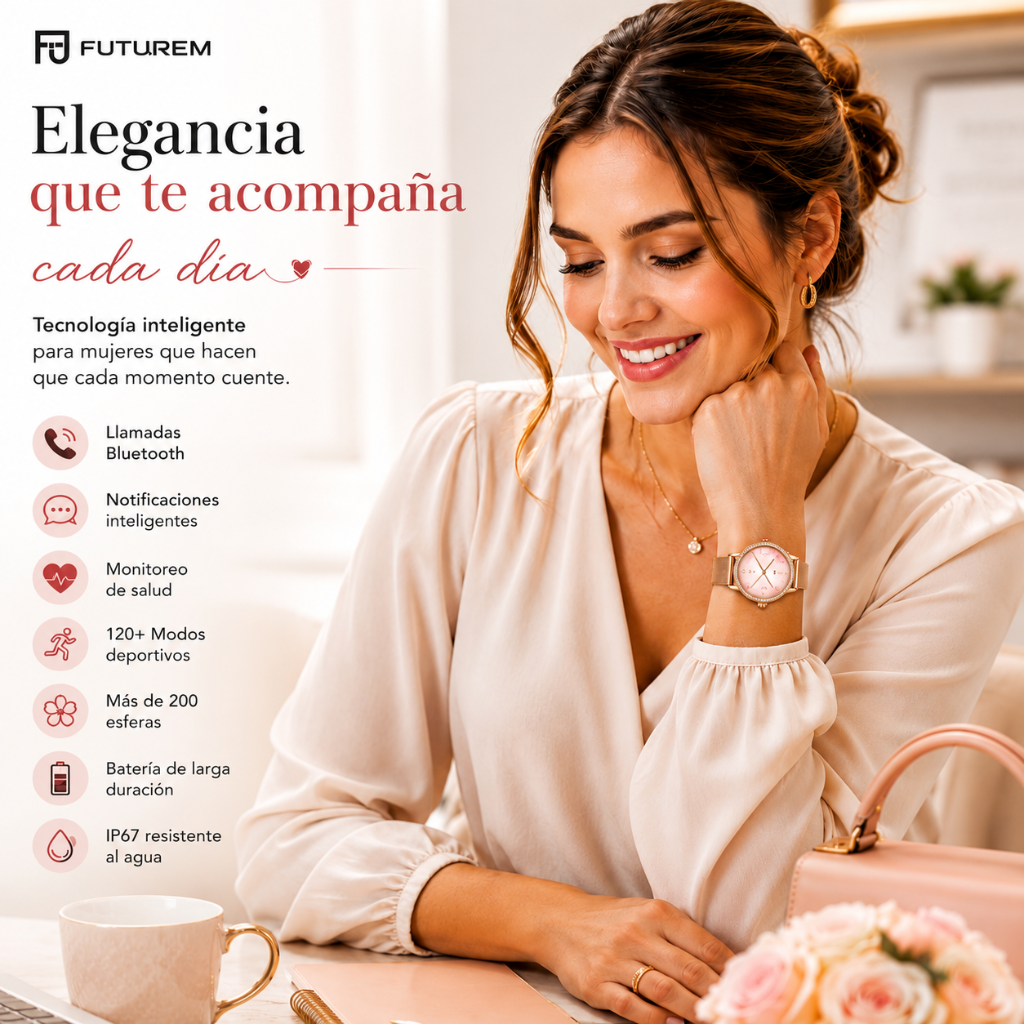 SMARTWATCH FUTUREM DW01 (DORADO) + AUDIFONOS G-TIDE L42 (ROSA) + BOCINA SANAG X6S (ROSA)
