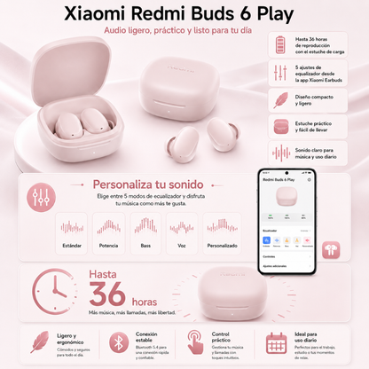 SMARTWATCH FUTUREM DW01 (DORADO) + AUDIFONOS REDMI BUDS 6 PLAY (ROSA)