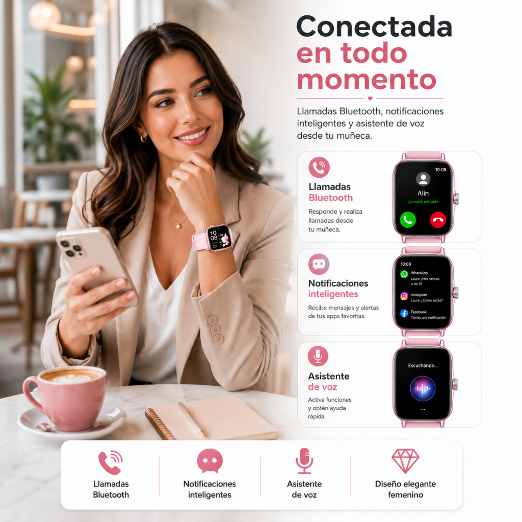 SMARTWATCH FUTUREM FM13 (ROSA)+ AUDIFONOS G-TIDE L42 (ROSA) + BOCINA SANAG X6S (ROSA)
