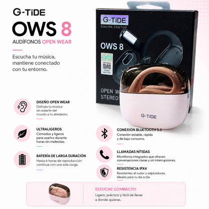 Smartwatch Futurem  FM13 (Rosa) + Audifonos G-tide OWS 8 (Rosa)