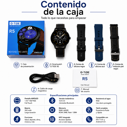 SMARTWATCH G-TIDE R5 (NEGRO) + AUDIFONOS REDMI BUDS 6 PLAY (NEGRO)