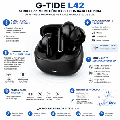 SMARTWATCH WATCH 5 ACTIVE (NEGRA) + AUDIFONOS G-TIDE L42 (NEGRO) + POWER BANCK G-TIDE P1 (NEGRA)