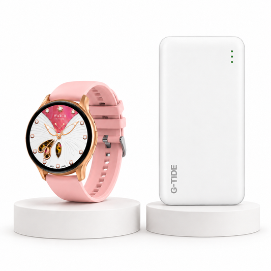 SMARTWATCH G-TIDE R5 (DORADA)+ POWER BANK G-TIDE P1 (BLANCA)
