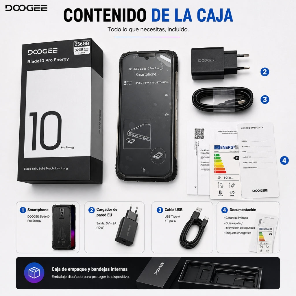 SMARTPHONE DOOGEE BLADE 10 PRO ENERGY + SMARTWATCH G-TIDE R6 PRO (NEGRA)