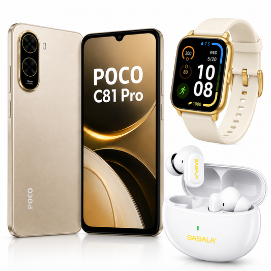Xiaomi POCO C81 Pro + Smartwatch Filwans GTS Mini + Audífonos SABALA ST-765