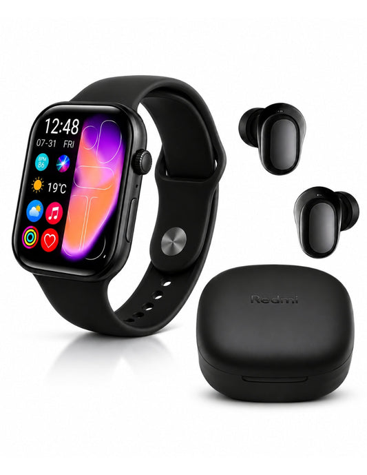 AUDIFONOS REDMI BUDS 6 PLAY (NEGRO) + SMARTWATCH MICROWEAR WATCH S11