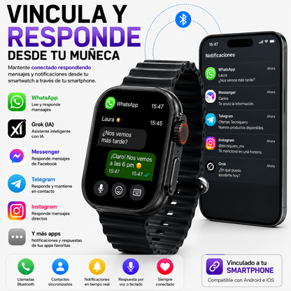 AUDIFONOS BUDS 6 PLAY (NEGRO) + SMARTWATCH MICROWEAR U5