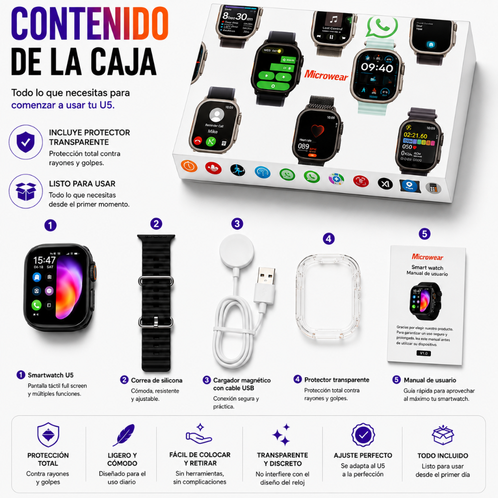 AUDIFONOS BUDS 6 PLAY (NEGRO) + SMARTWATCH MICROWEAR U5