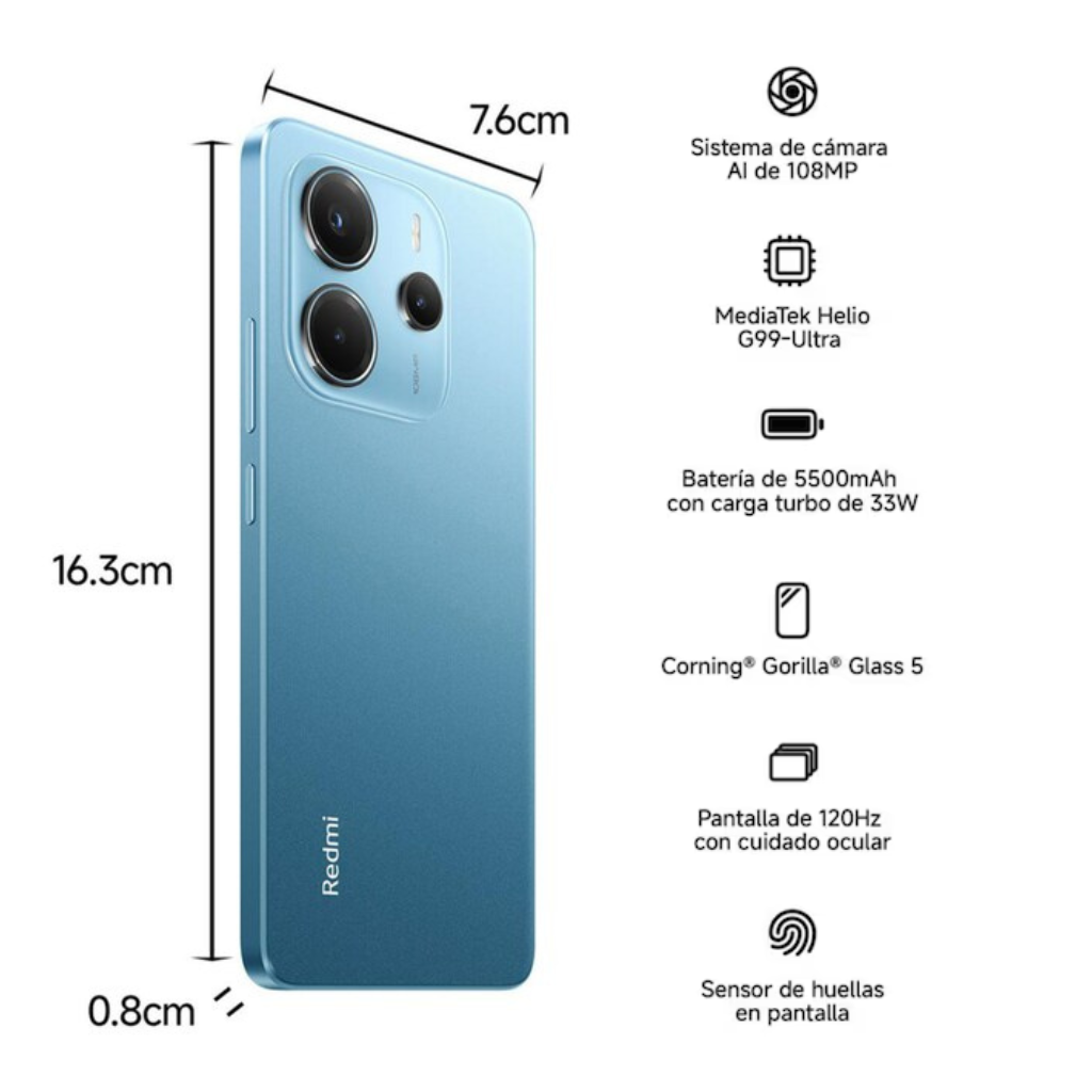 Celular Xiaomi Redmi Note 14 8GB+256GB Azul Oceano