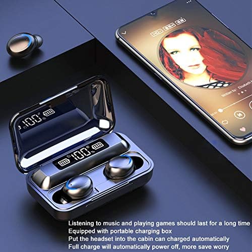 F9-5 Auriculares LED, 9D Reducción de Ruido Diaplay Digital Cantidad Eléctrica Diaplay Pantalla Auriculares Inalámbricos, Conexión Instantánea Control Táctil Cabina de Carga Grande para El Hogar|B0BHX1ZTY7