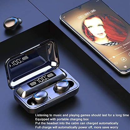 F9-5 Auriculares LED, 9D Reducción de Ruido Diaplay Digital Cantidad Eléctrica Diaplay Pantalla Auriculares Inalámbricos, Conexión Instantánea Control Táctil Cabina de Carga Grande para El Hogar|B0BHX1ZTY7