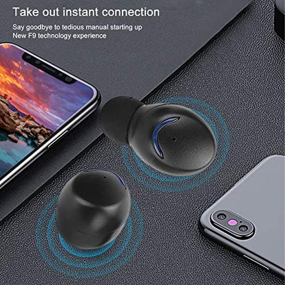 F9-5 Auriculares LED, 9D Reducción de Ruido Diaplay Digital Cantidad Eléctrica Diaplay Pantalla Auriculares Inalámbricos, Conexión Instantánea Control Táctil Cabina de Carga Grande para El Hogar|B0BHX1ZTY7