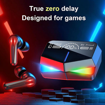 Audífonos Bluetooth M28 con Bluetooth 5.1 y sonido Hi-Fi con reducción de ruido CVC 8.0, control táctil, caja de carga LED y diseño ergonómico ideales para deportes y llamadas.