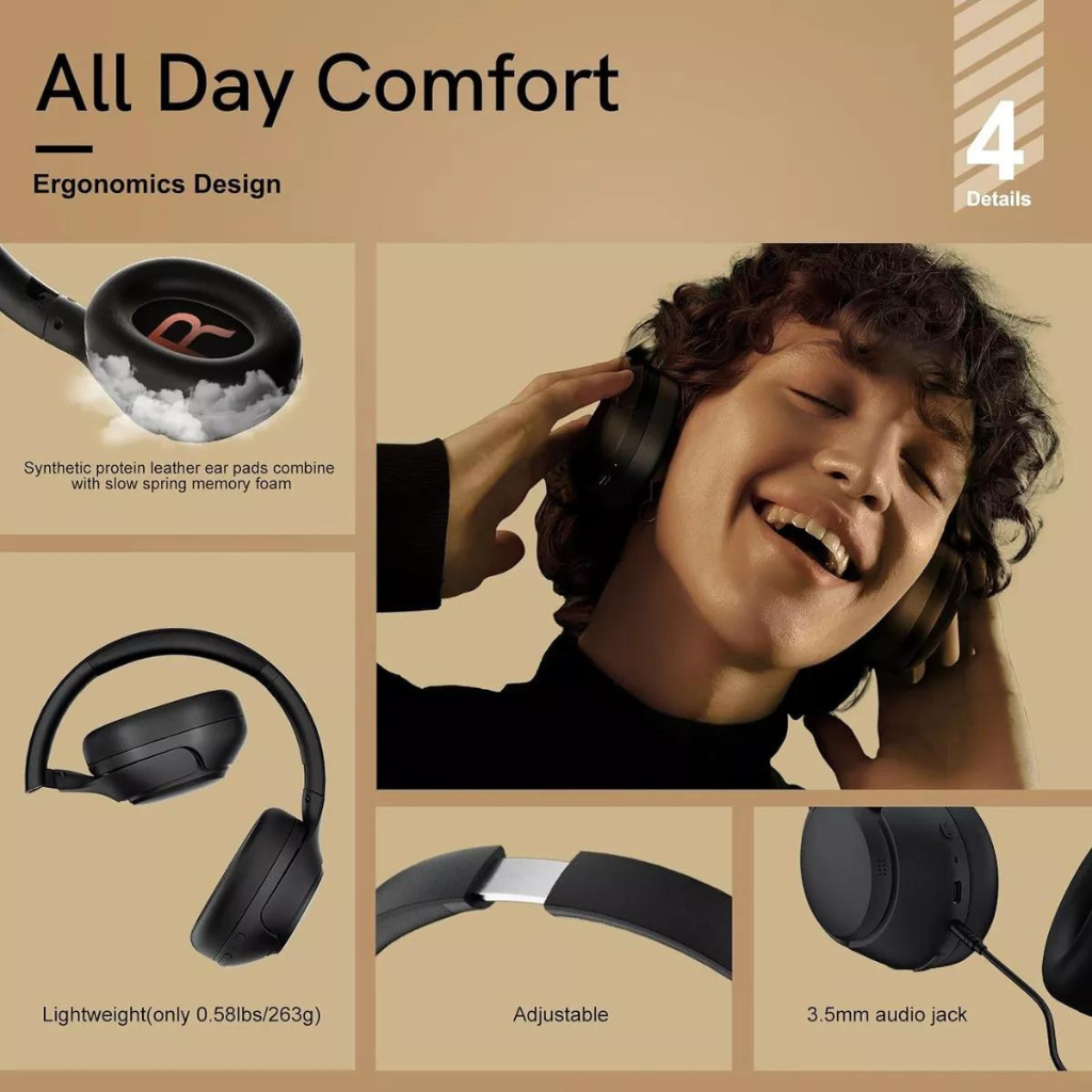 Audífonos Inalámbricos Bluetooth 5.4 QCY H3 , Cancelación Activa de Ruido, Hi-Res Audio, Diadema Plegables Auriculares Over Ear, 60 Horas (OPEN BOX)