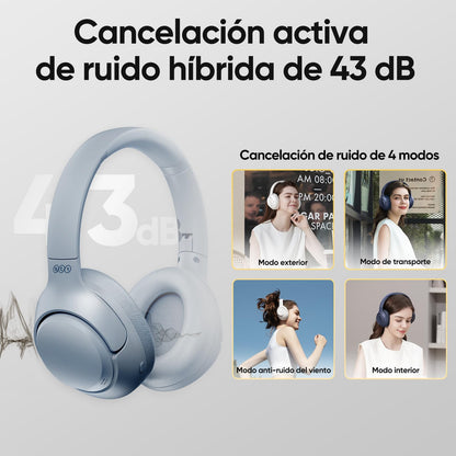 Audífonos Inalámbricos Bluetooth 5.4 QCY H3 , Cancelación Activa de Ruido, Hi-Res Audio, Diadema Plegables Auriculares Over Ear, 60 Horas (OPEN BOX)