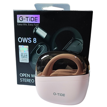 Audífonos Anticaídas G-tide OWS 8 Rosa. Bluetooth 5.4, Cancelación de Ruido y Sonido Hi-Fi