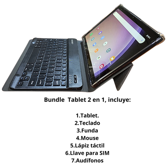 Tablet 2 en 1 Bossney B022 - 8GB RAM, 512GB + Teclado, Mouse y Funda Protectora