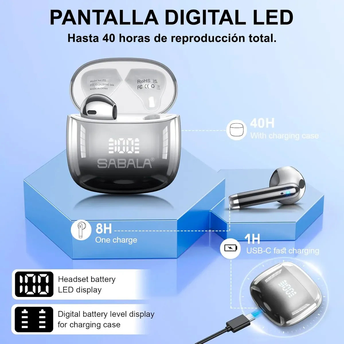 Audífonos Inalámbricos Sabala ST-762 Bluetooth 5.4 🎧⚡