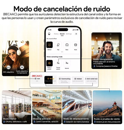 Audífonos Inalámbricos Bluetooth 5.4 QCY H3 , Cancelación Activa de Ruido, Hi-Res Audio, Diadema Plegables Auriculares Over Ear, 60 Horas (OPEN BOX)