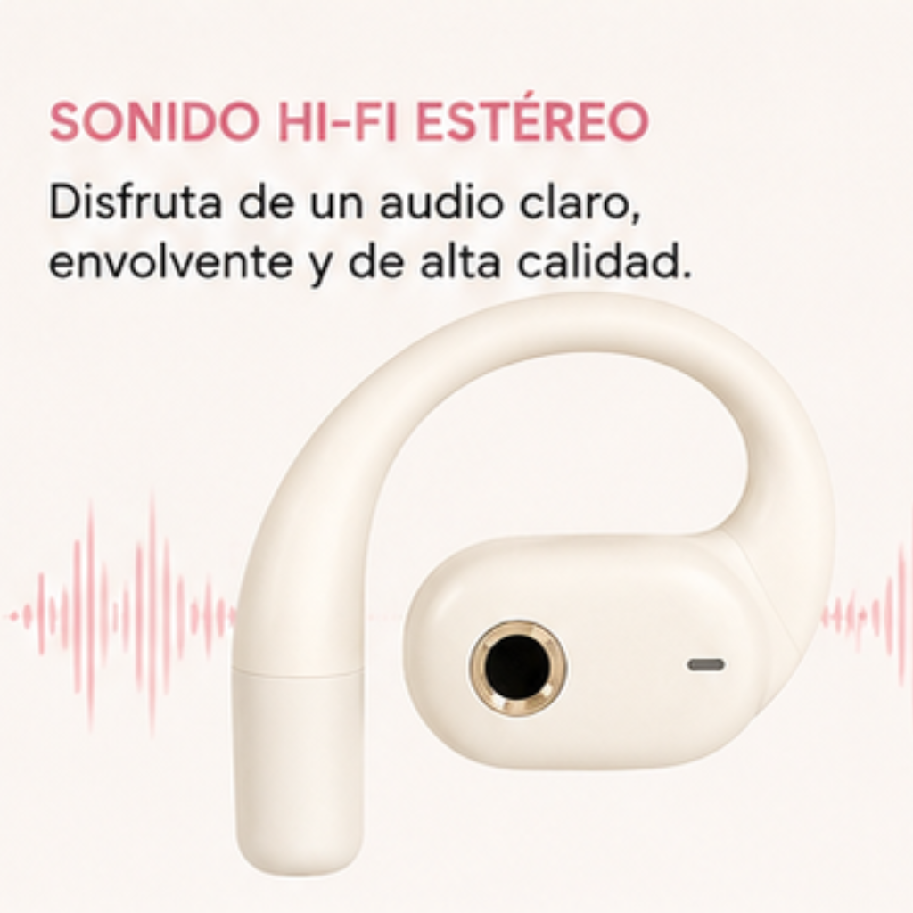 G-tide OWS 8 Audífonos Anticaídas. Bluetooth 5.4, Cancelación de Ruido y Sonido Hi-Fi. BEIGE