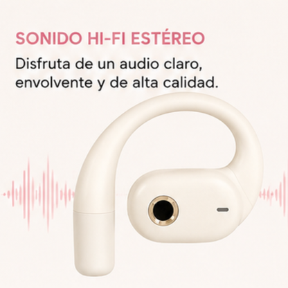 G-tide OWS 8 Audífonos Anticaídas. Bluetooth 5.4, Cancelación de Ruido y Sonido Hi-Fi. BEIGE