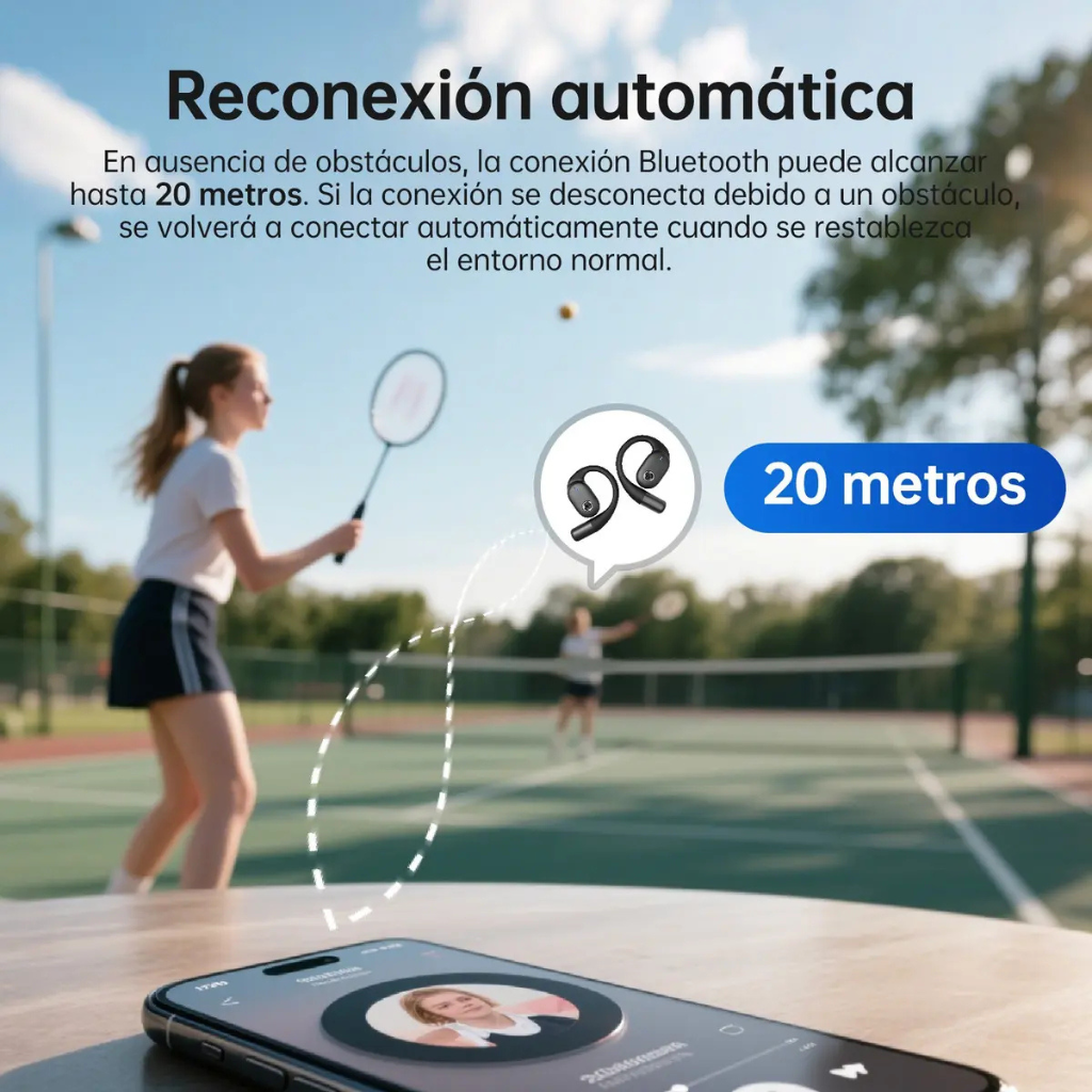 G-tide OWS 8 Audífonos Anticaídas. Bluetooth 5.4, Cancelación de Ruido y Sonido Hi-Fi. BEIGE