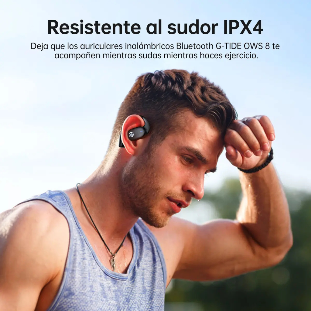 G-tide OWS 8 Audífonos Anticaídas. Bluetooth 5.4, Cancelación de Ruido y Sonido Hi-Fi. BEIGE