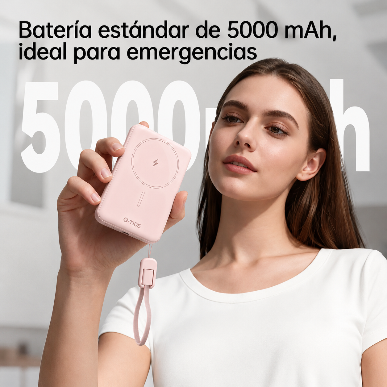 G-tide Slim01 Power bank Ultradelgada, 5000 mAh, carga rápida, carga imalambrica