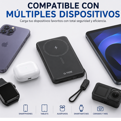 G-tide Slim01 Power bank Ultradelgada, 5000 mAh, carga rápida, carga imalambrica