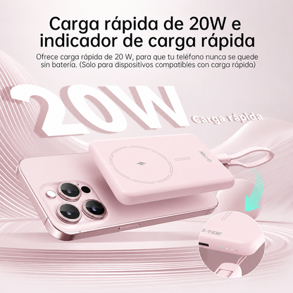 G-tide Slim01 Power bank Ultradelgada, 5000 mAh, carga rápida, carga imalambrica