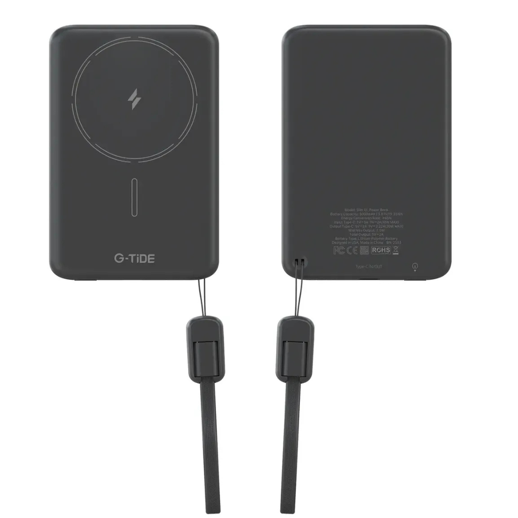 G-tide Slim01 Power bank Ultradelgada, 5000 mAh, carga rápida, carga imalambrica