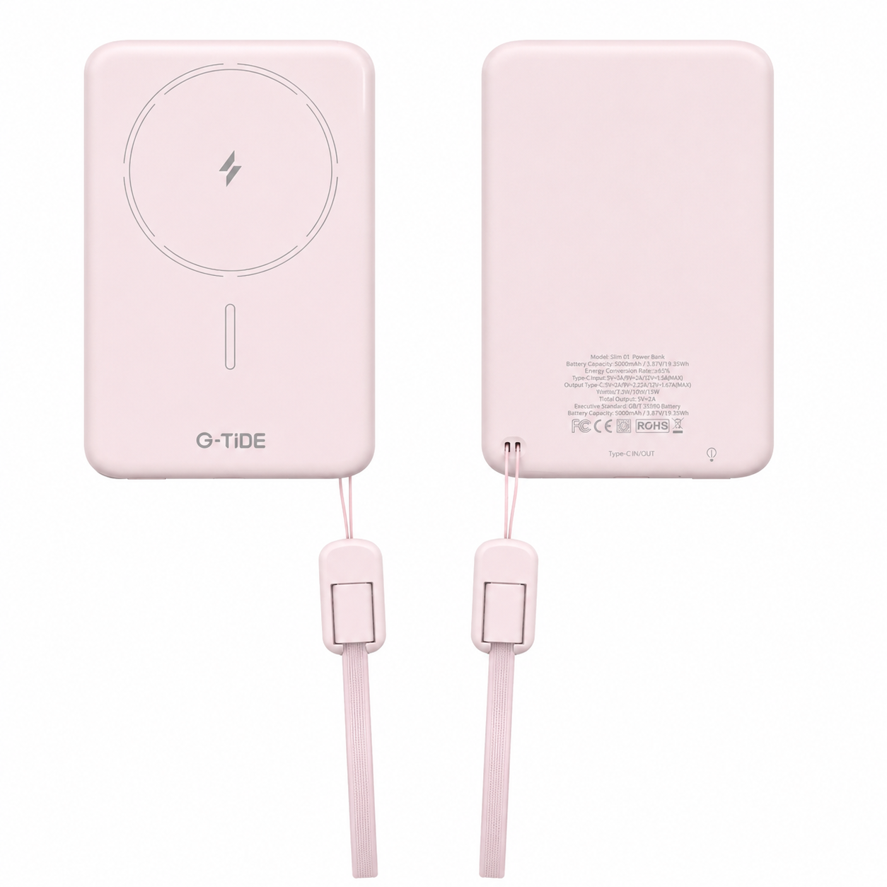 G-tide Slim01 Power bank Ultradelgada, 5000 mAh, carga rápida, carga imalambrica