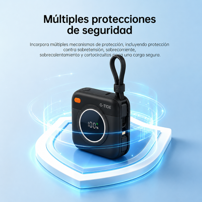 Power Bank G-Tide Multi X1 – 10000 mAh, carga rápida, carga inalámbrica, pantalla digital, espejo con luz LED.