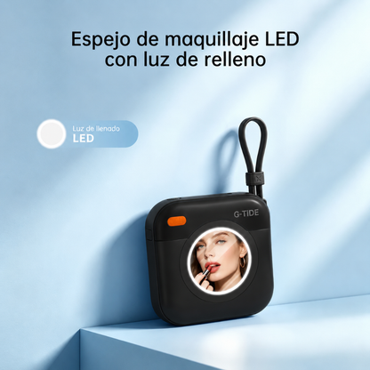 Power Bank G-Tide Multi X1 – 10000 mAh, carga rápida, carga inalámbrica, pantalla digital, espejo con luz LED.