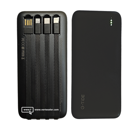Power bank 10000Mha G-tide p1 con cables de carga multiples.Negro