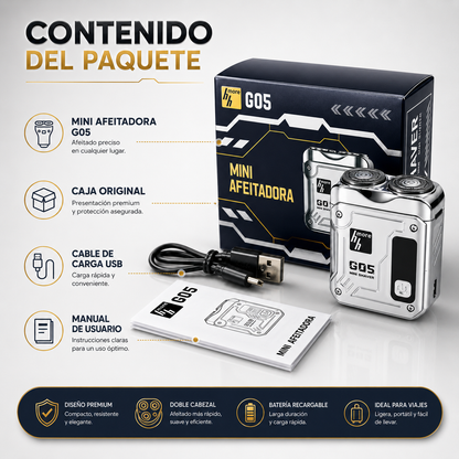 Combo BOMIDI L2 Cortadora de Cabello Recargable + Mini Afeitadora G05 Portátil