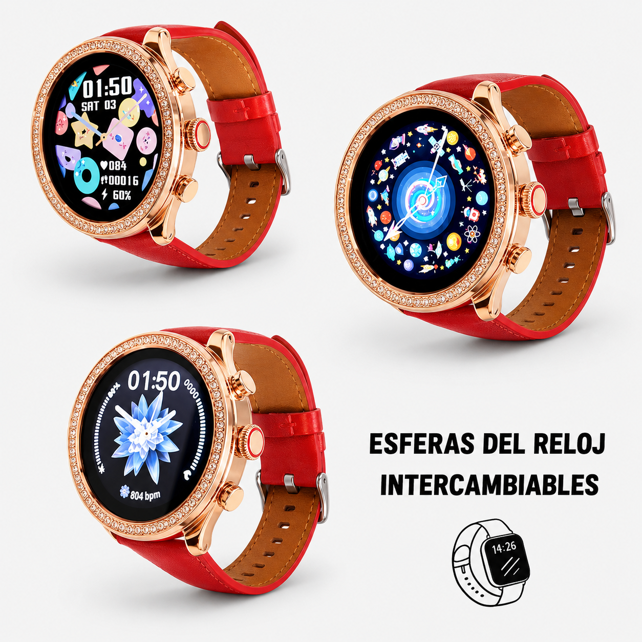 Smartwatch Bossney WS GS83 Rojo – Elegancia, Tecnología y Bienestar en Tu Muñeca
